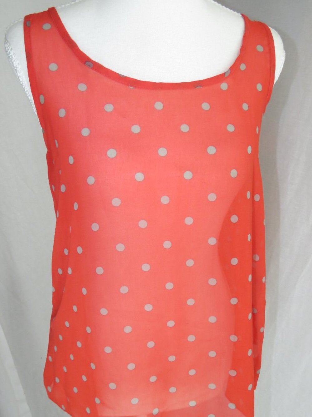 Maitai Red Polka Dot Sheer Sleeveless Blouse Retro Pin‑Up Chic Lightweight Tank